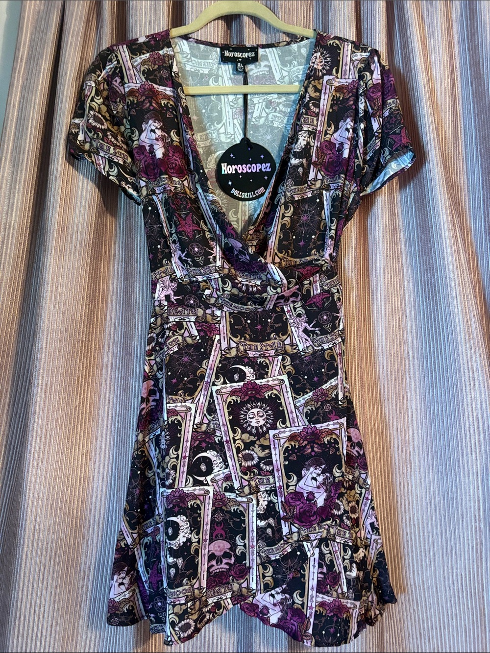 NWT- Dollskill - Tarot card Wrap mini dress